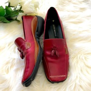 Sesto Meucci maroon/tan leather loafers